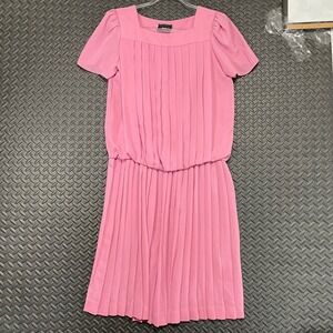 Vintage Liz Petite Inc. Pink Retro‎ Drop Waist Dress Women's Casual Wear Size 12